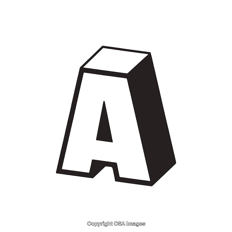 Bold Three-Dimensional Letter A in Black and White Design