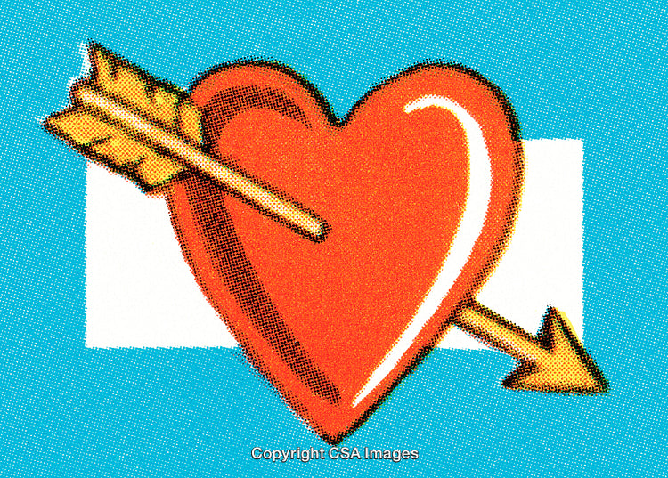 Bright Pop Art Heart with Arrow in Colorful Illustration