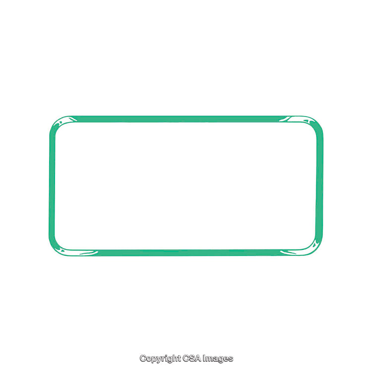Green Rectangular Frame with Rounded Edges on White Background
