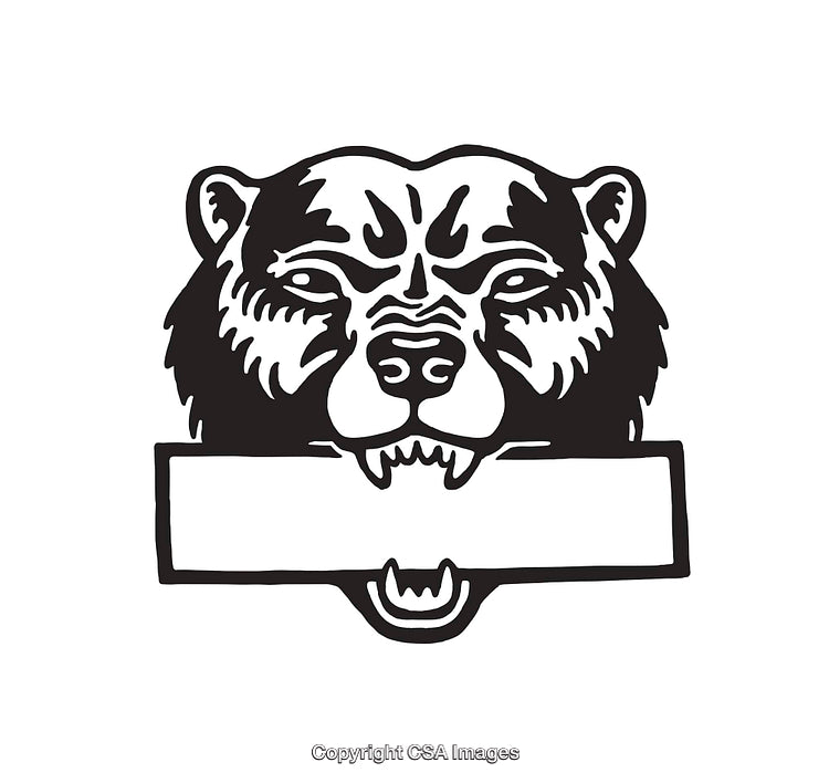 Detailed Line Art Illustration of Bear Holding Blank Sign