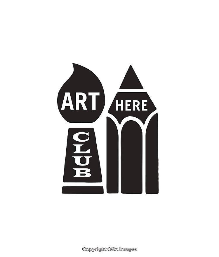 Abstract Black and White Art Club Logo Illustration