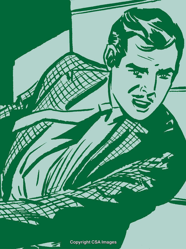 Retro Styled Illustration of a Determined Man in Vintage Attire