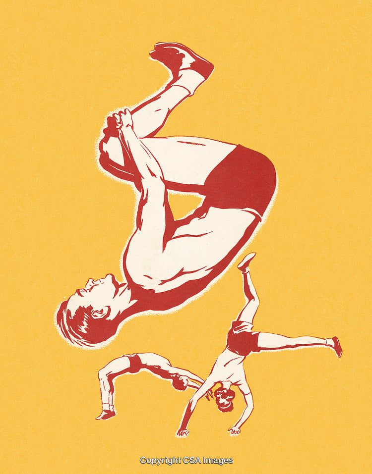 Dynamic Gymnastics Motion Illustrations on a Vibrant Yellow Background