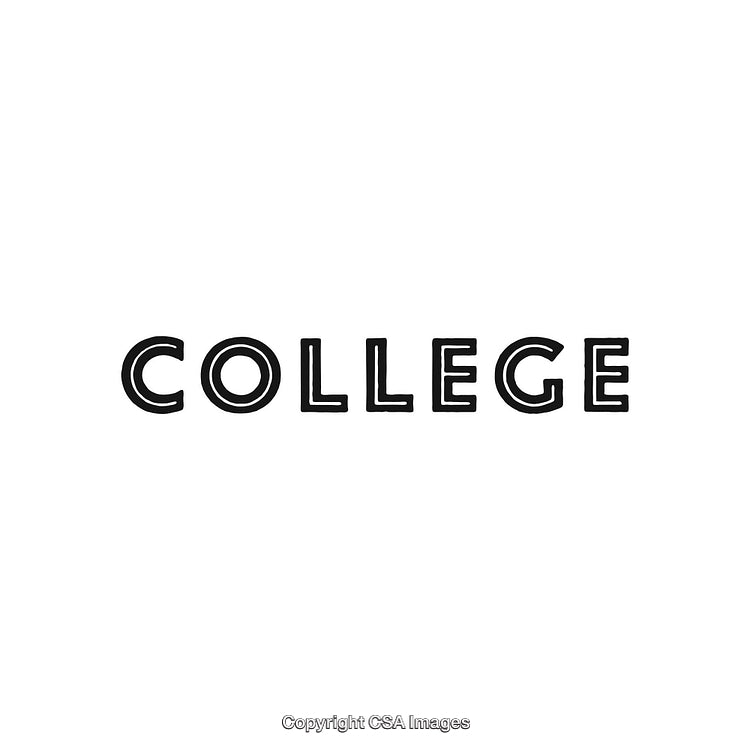 Stylish Typography Spelling College in Black on a Clean White Background