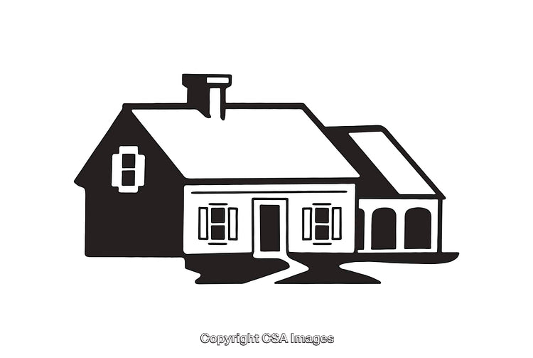 Black and White Icon of a Simple Traditional House Design
