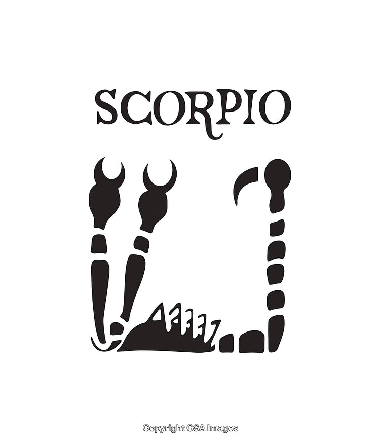 Black and White Scorpio Zodiac Sign Illustration for Astrology Themes