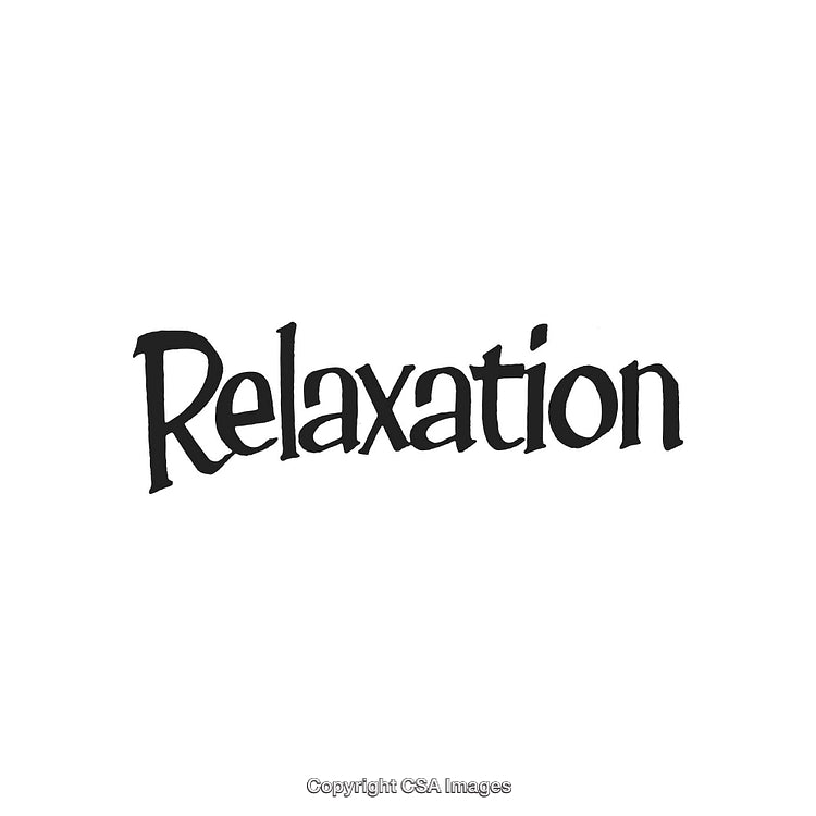Black and White Illustration of the Word Relaxation in Artistic Typeface