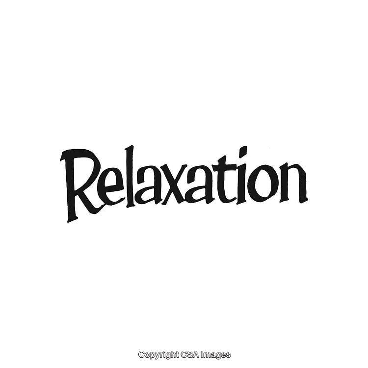 Black and White Illustration of the Word Relaxation in Artistic Typeface