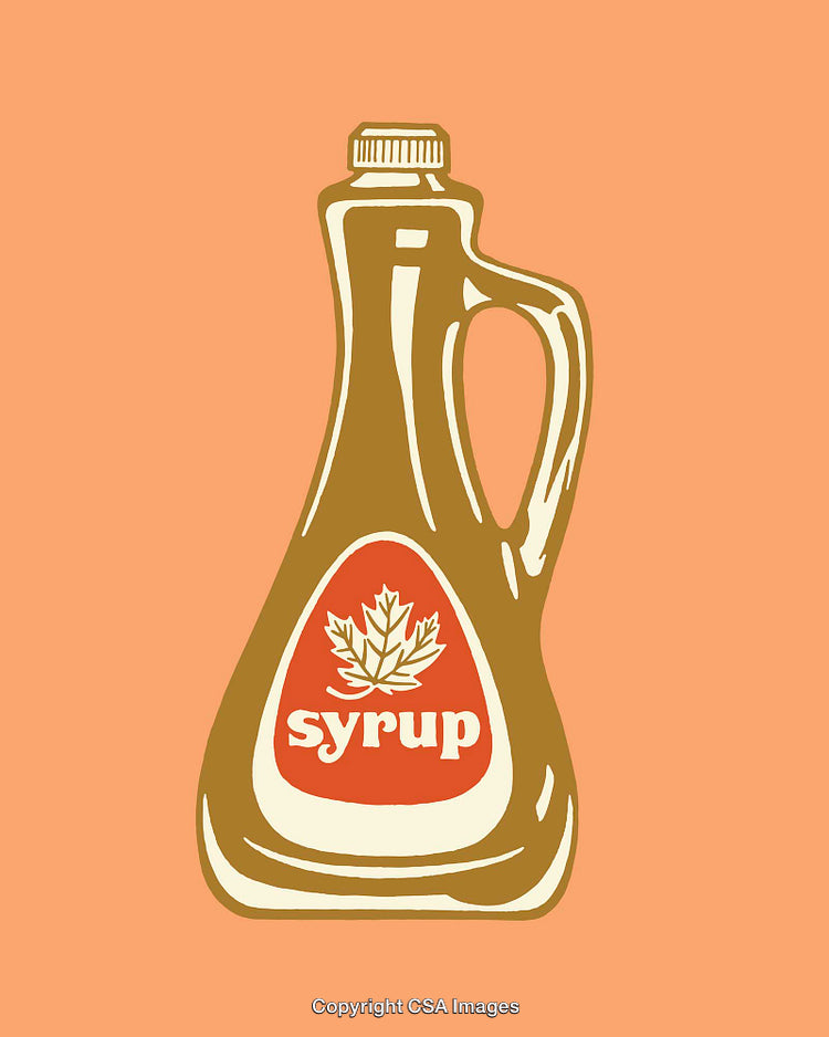 Maple Syrup Bottle Illustration on an Orange Background