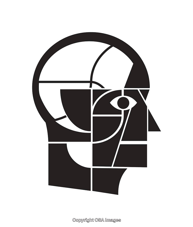 Abstract Geometric Line Art Profile Illustration in Black and White