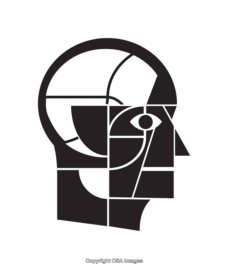 Abstract Geometric Line Art Profile Illustration in Black and White