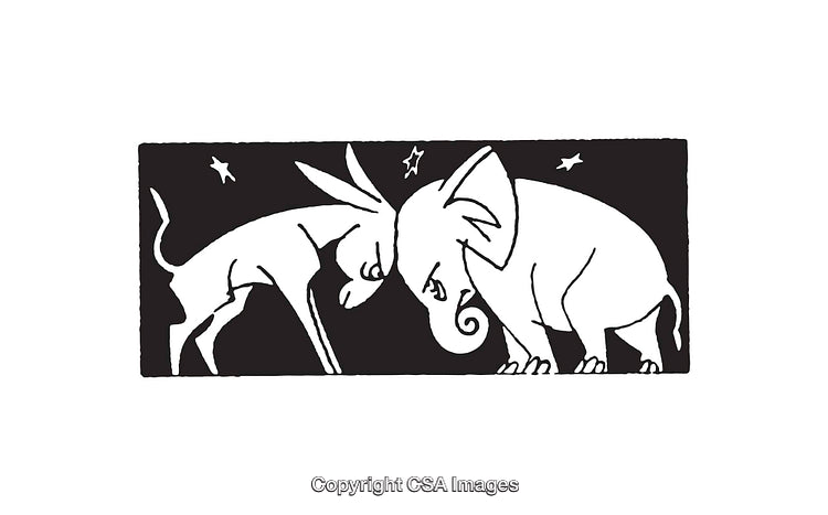 Black and White Line Art of Two Animals in Conflict