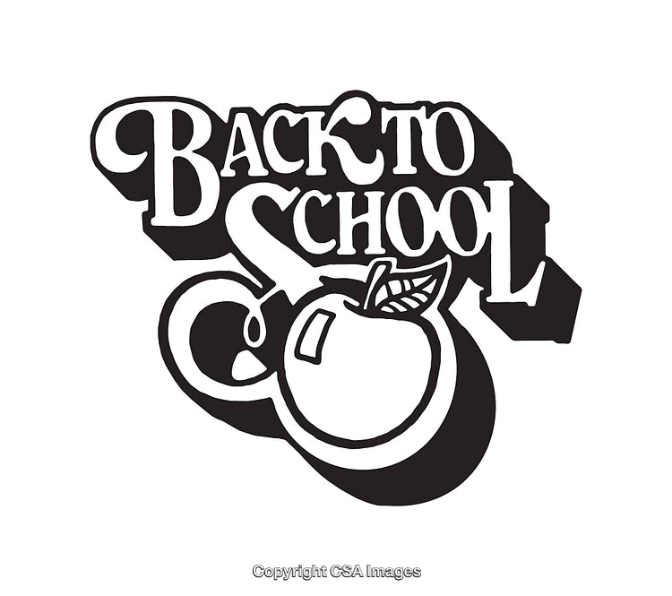 Black and White Back to School Illustration with Apple Design