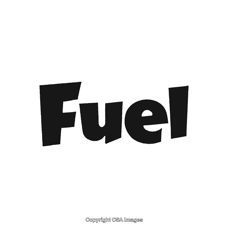 Bold Black Typography Featuring the Word Fuel Against a White Background