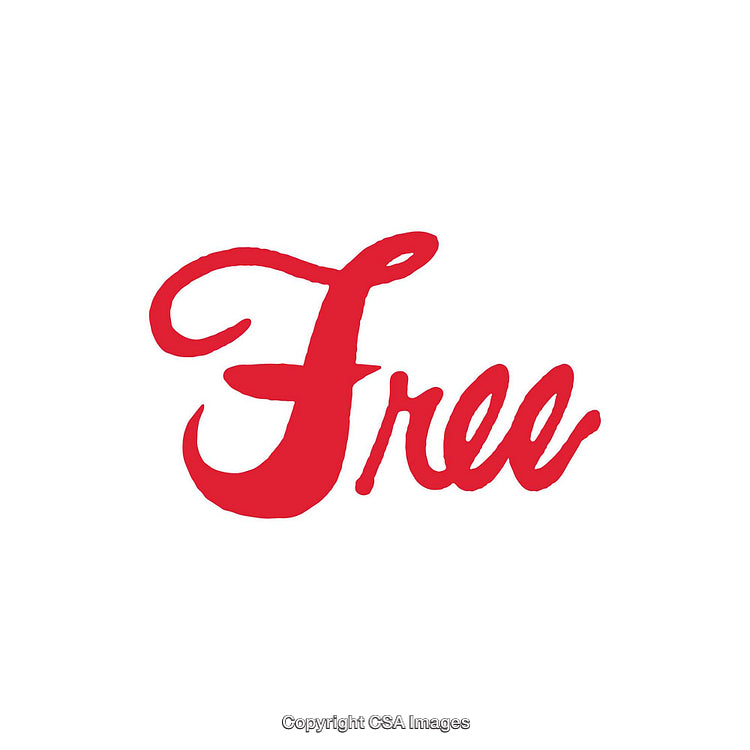Bold Red Script Text 'Free' on Clean White Background