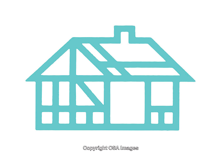 Stylized Blue Icon of a Traditional House Design