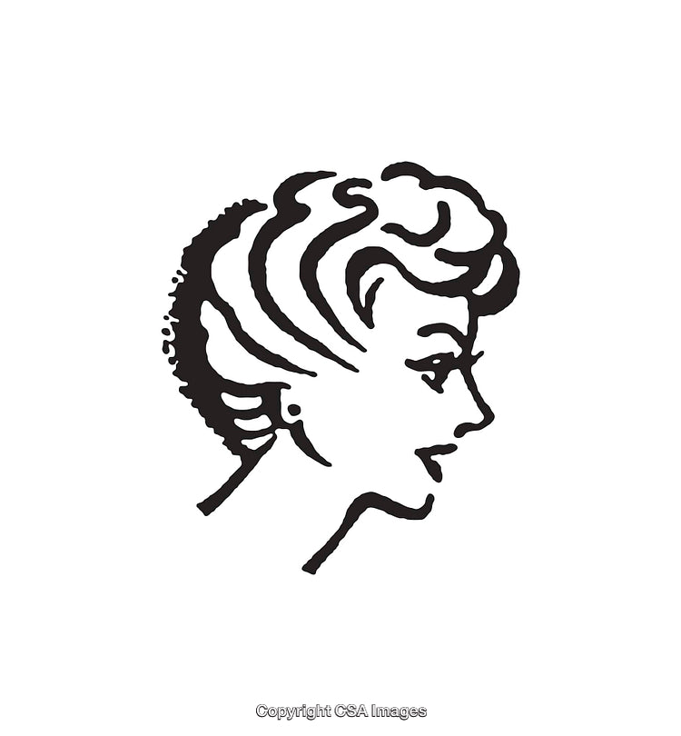 Black and White Illustration of Classic Woman's Portrait Side Profile