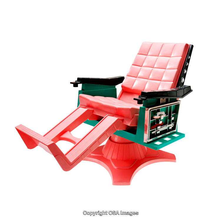 Vintage Futuristic Plastic Toy Chair With Mechanical Details and Design