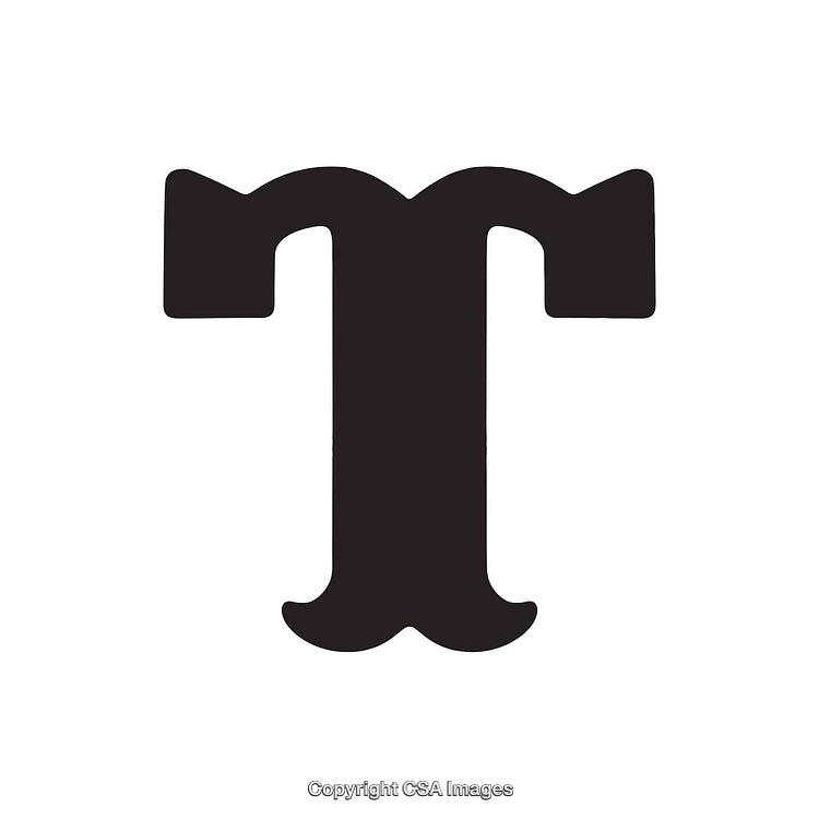 Bold Blackletter T on a Clean White Background