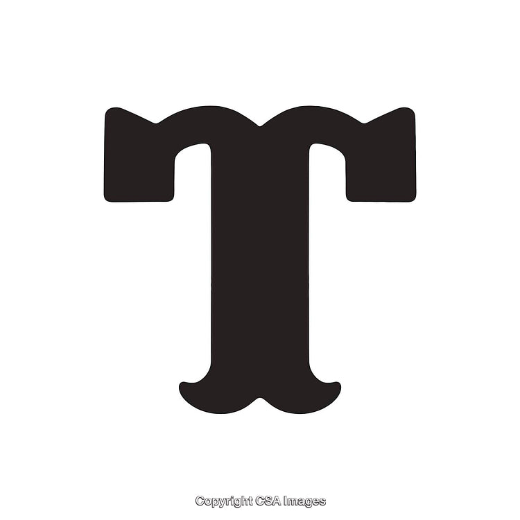 Bold Blackletter T on a Clean White Background