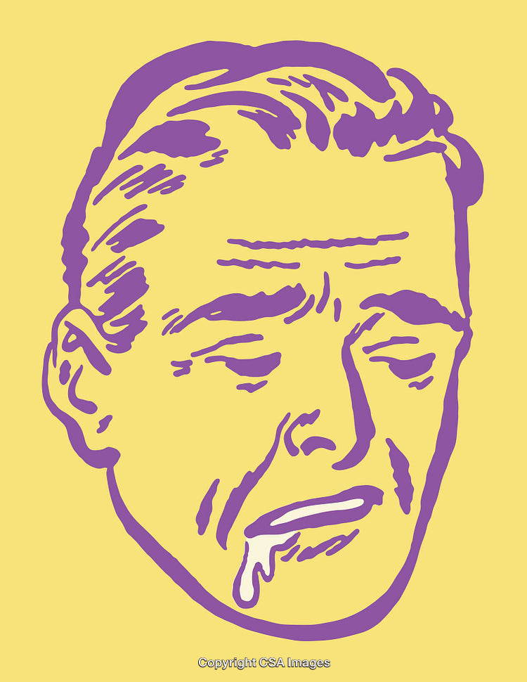 Vibrant Line Art Depicting a Dramatic Human Emotion in Bold Colors