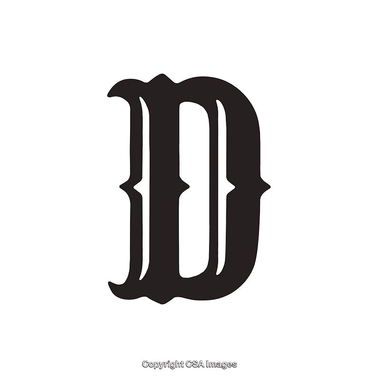 Stylized Black Letter D in Decorative Gothic Font