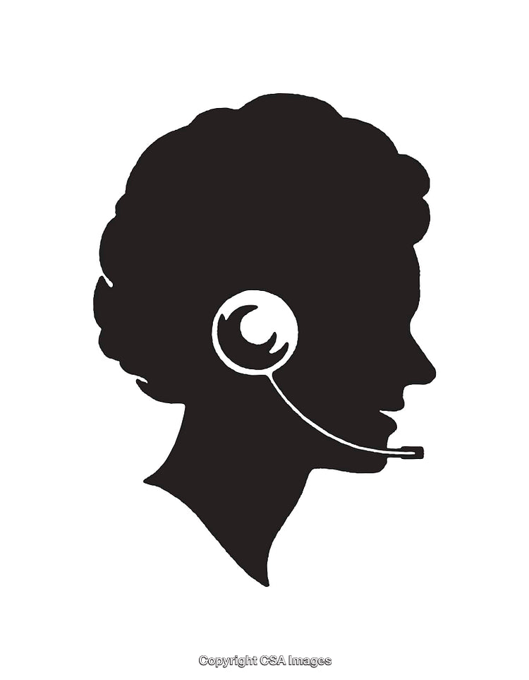 Silhouette of a Call Center Operator Wearing a Headset Microphone