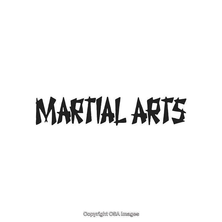 Martial Arts Text Logo in Bold Block Font on White Background