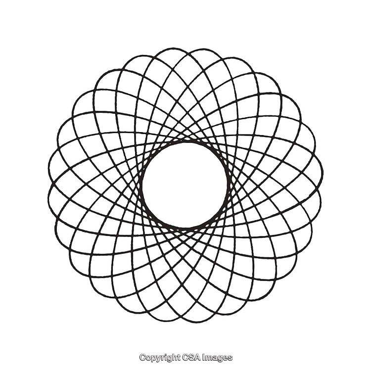 Geometric Black and White Circular Shape with Interconnected Lines