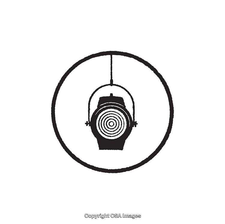 Black and White Illustration of a Hanging Lantern with Circular Design