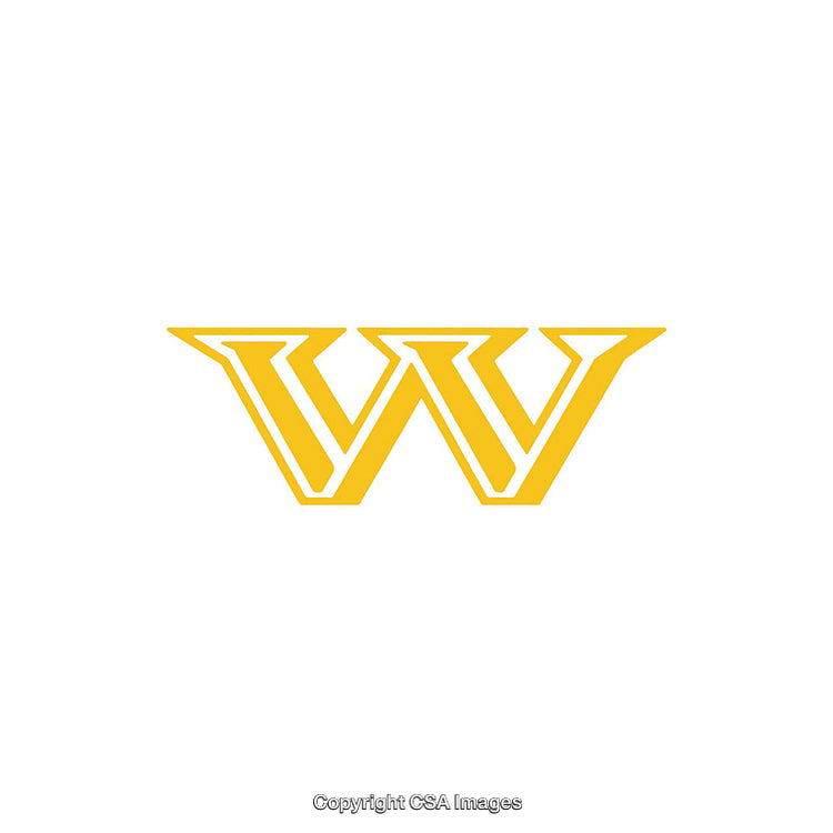 Stylized Yellow Letter W With a Unique Geometric Design