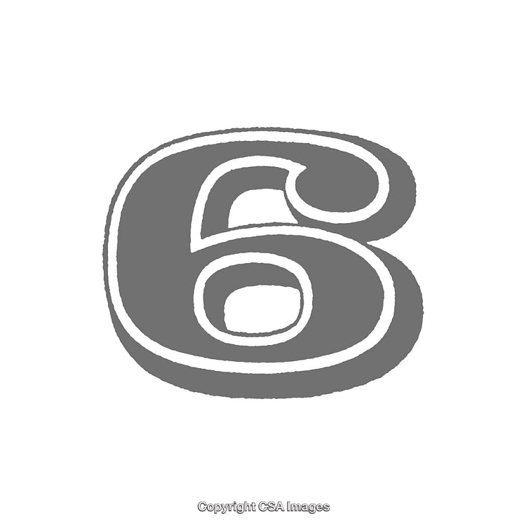 Stylized Monochrome Illustration of the Number Six With Retro Design
