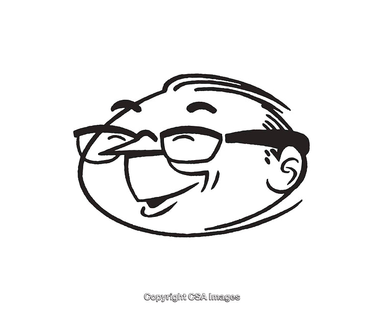 Smiling Cartoon Illustration of a Happy Character in Line Art