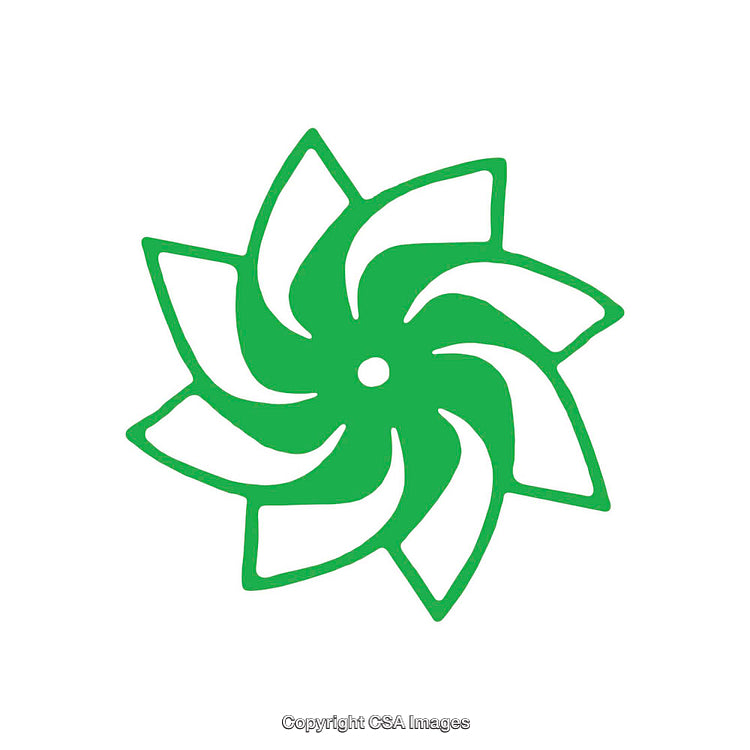 Green Spiral Symbol with Abstract Design on White Background