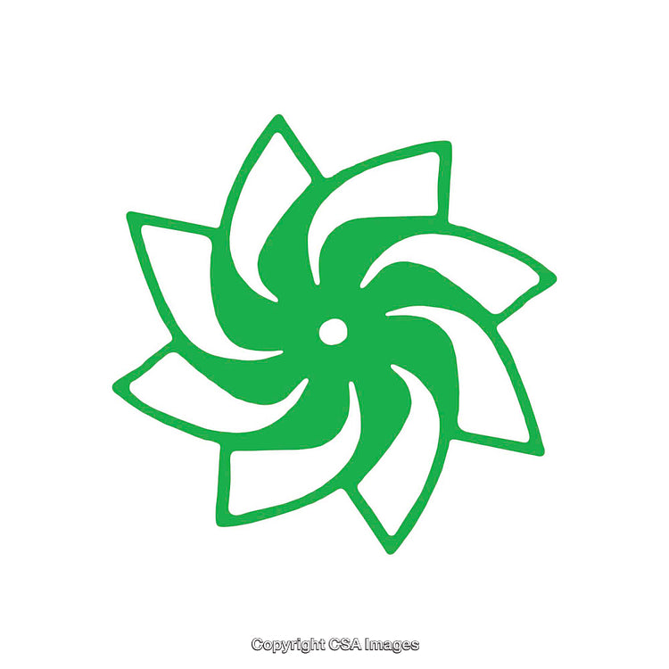 Green Spiral Symbol with Abstract Design on White Background
