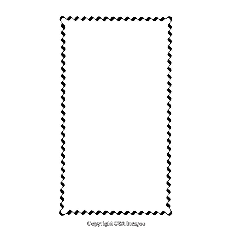 Black and White Border with Wavy Design Isolated on White Background