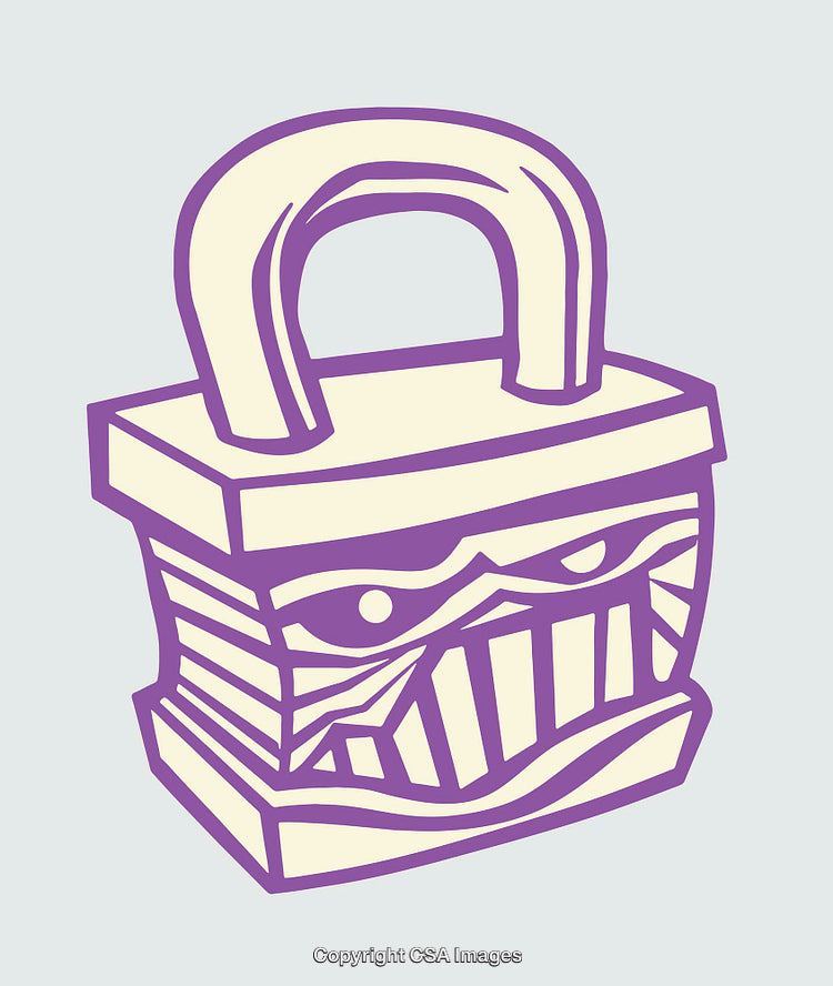 Creative Line Art Illustration of Padlock with Unique Design Elements