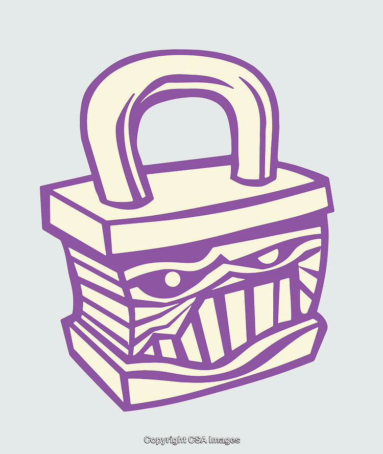 Creative Line Art Illustration of Padlock with Unique Design Elements