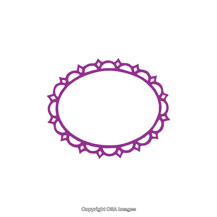 Elegant Circular Frame with Intricate Purple Pattern on White Background