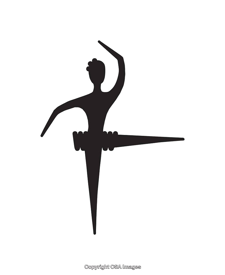 Abstract Black and White Icon of a Dancing Figure Silhouette