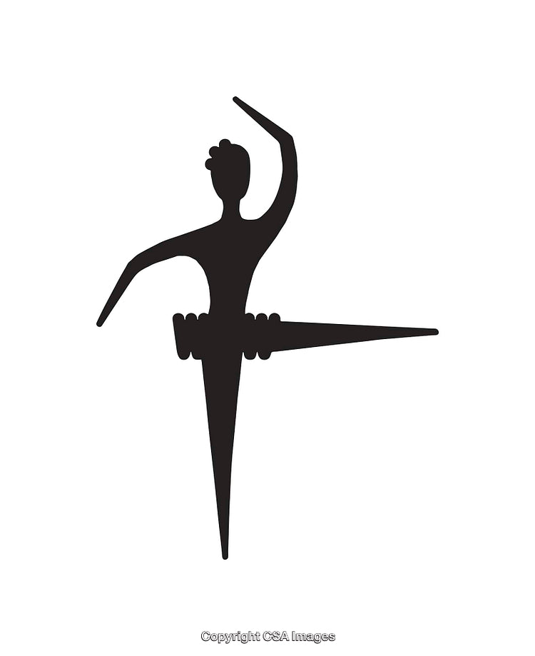 Abstract Black and White Icon of a Dancing Figure Silhouette