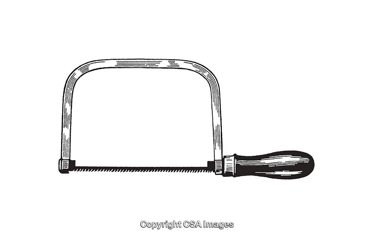 Vintage Line Art Illustration of a Coping Saw Tool