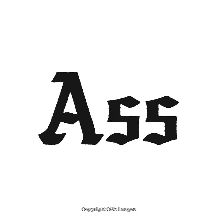 Bold Decorative Old English Script Spelling a Word on White Background