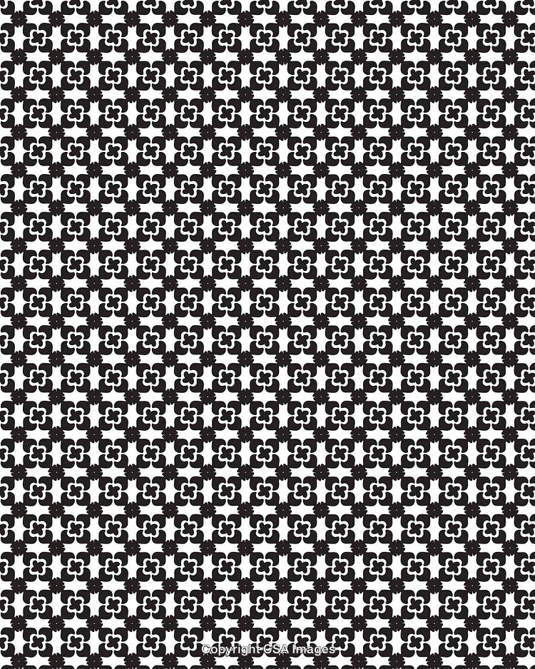 Seamless Black and White Pet Inspired Pattern with Floral Design Elements