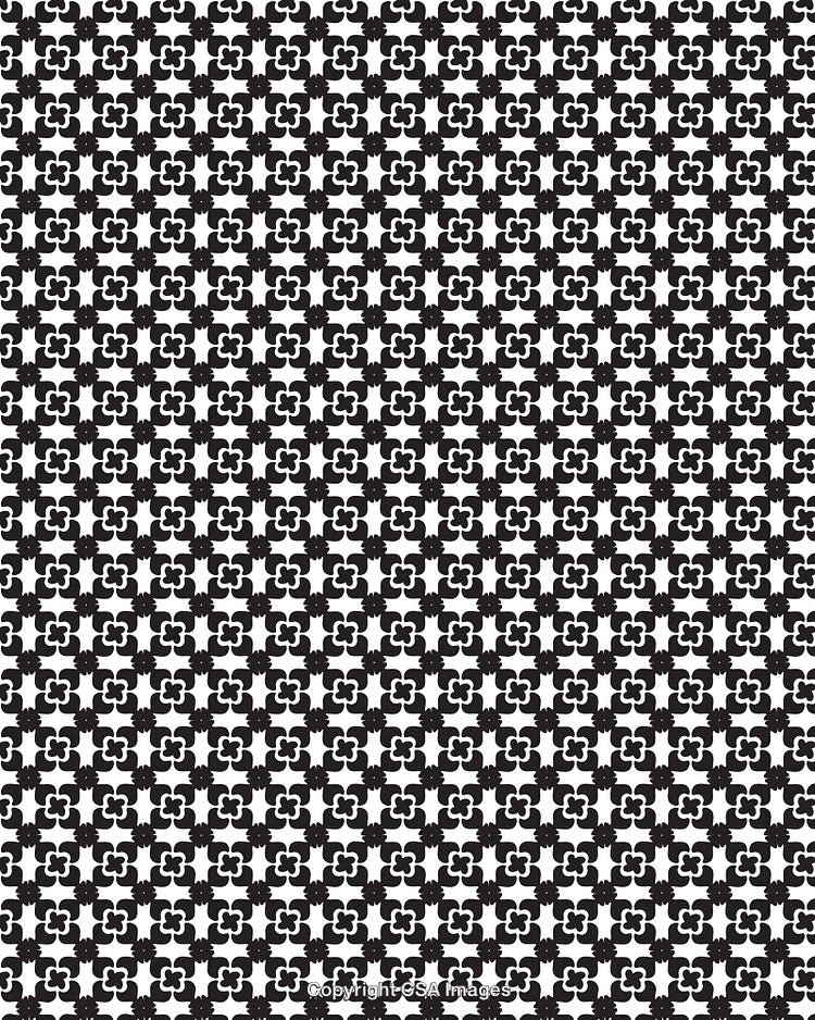 Seamless Black and White Pet Inspired Pattern with Floral Design Elements