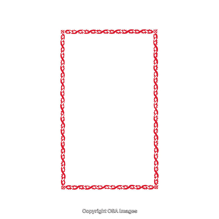 Elegant Red Decorative Border with Intricate Design on White Background