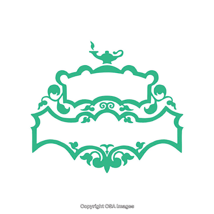 Ornate Decorative Frame Design with Aladdin Lamp Motif and Stylish Details