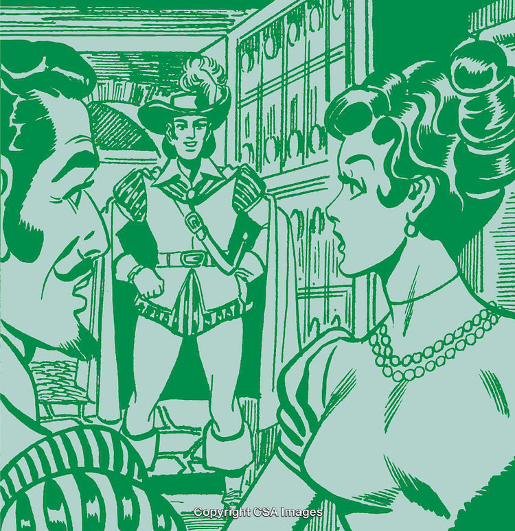 Vintage Illustration of Historical Figures in a Dramatic Scene
