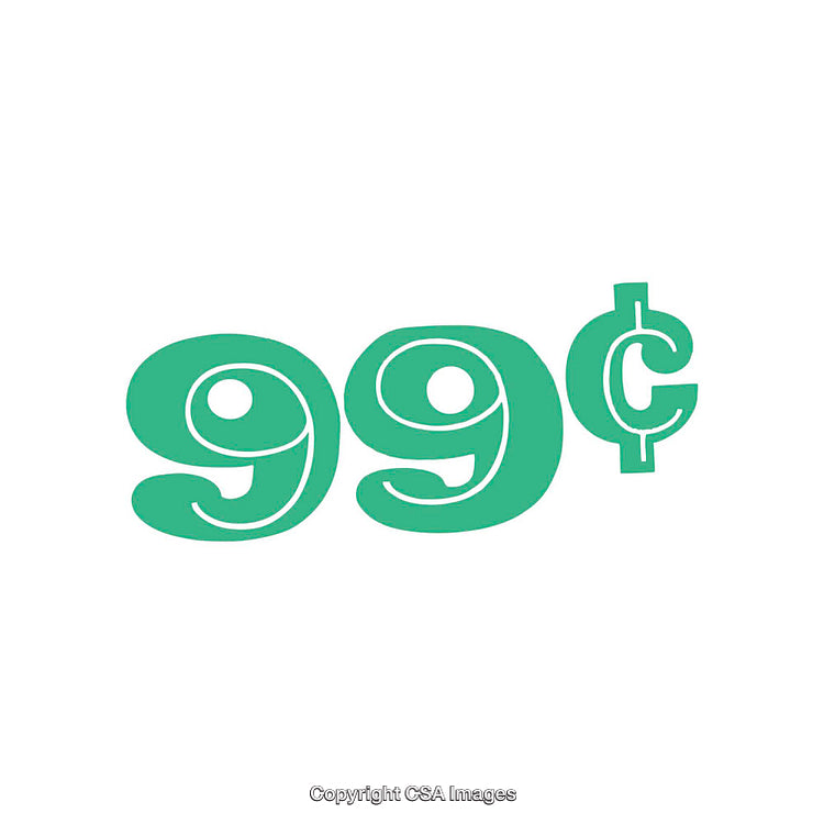 Bold Green 99 Cents Design on a White Background