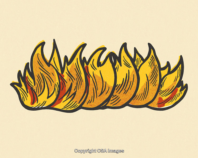 Illustration of Vibrant Yellow Flames in Cartoon Comic Style
